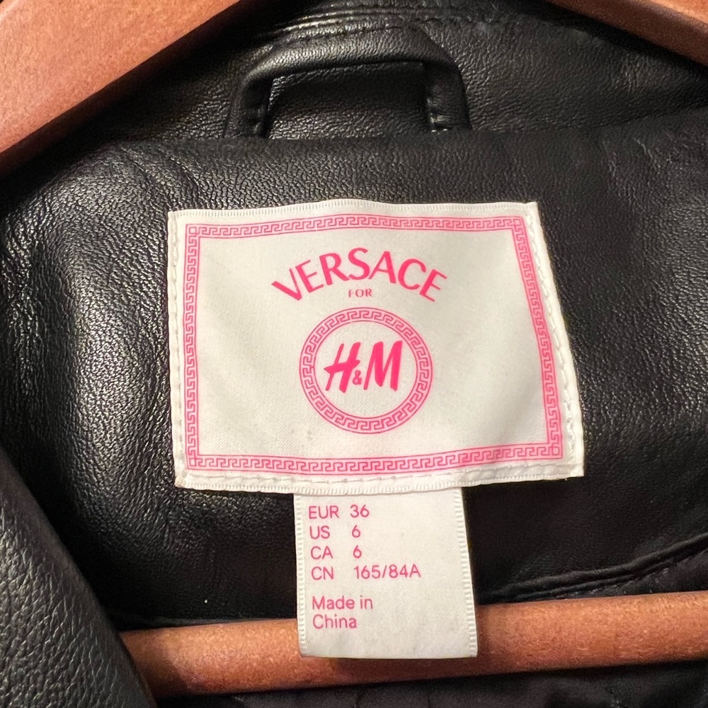 Women authentic Versace studded gold and silver leather coat sz 6 runs small !